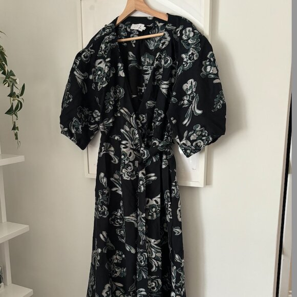 Tanya Taylor Elegant Black and White Midi Dress - Picture 2 of 5